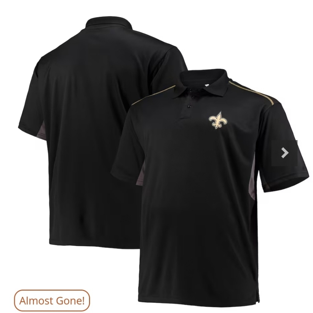 Men's Fanatics Branded Black/Beige New Orleans Saints polo golf shirt new Small